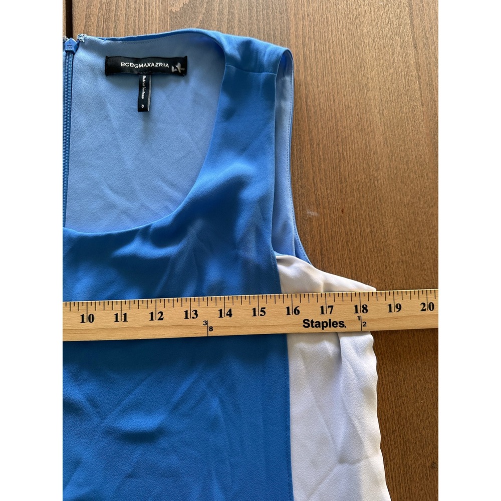 BCBGMAXAZRIA Womens Haley Tank Blue White Colorblock Tiered Dress Size 8 - Picture 7 of 9